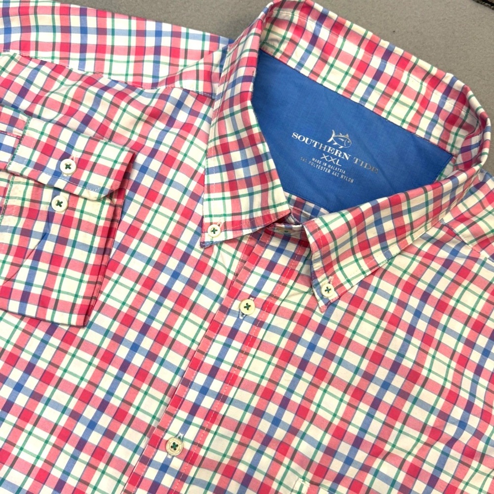 SOUTHERN TIDE Intercoastal Button Down Shirt Mens XXL Madras Plaid Performance
